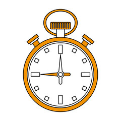 Flat line stopwatch with hint of color over white background vector illustration