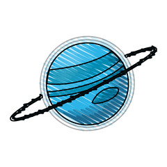 Colorful saturn planet doodle over white background vector illustration