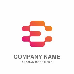Monogram Letter E Square Pixel Data Link Connection Technology Computer Business Company Stock Vector Logo Design Template 