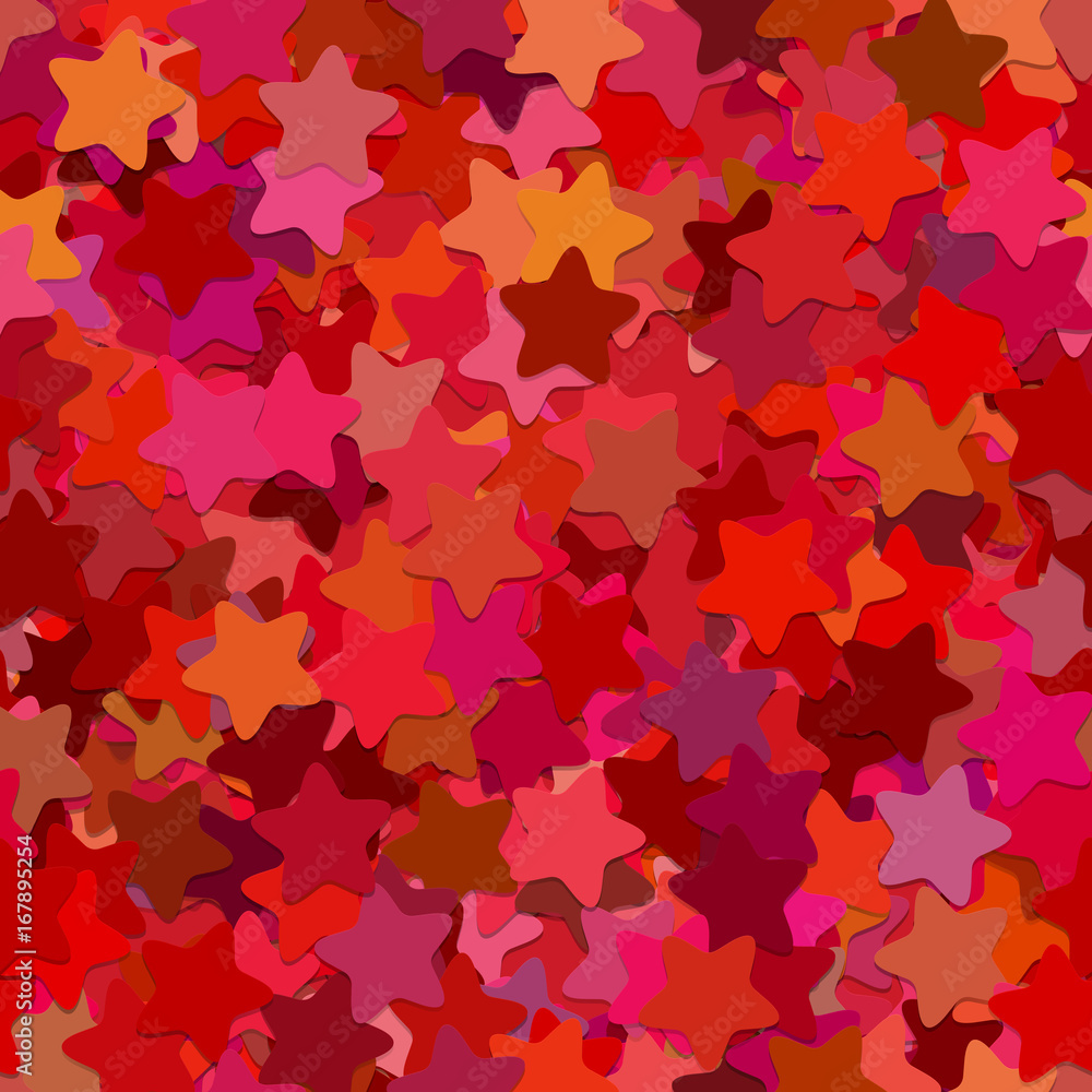 Poster seamless star background pattern - vector design from rounded pentagram stars in red tones with shad