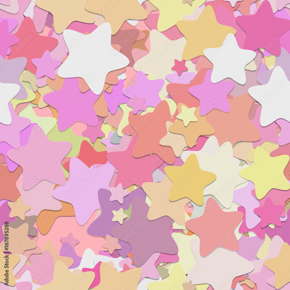 Poster abstract seamless random star background pattern - vector design from rounded pentagram stars with s