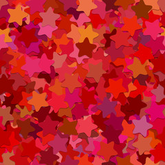 Seamless star background pattern - vector design from rounded pentagram stars in red tones with shadow effect