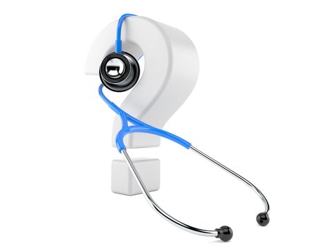 Stethoscope with question mark