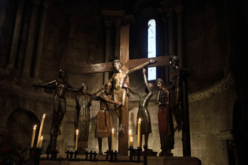 Roman sculpture of  the Santissim Misteri of Sant Joan de les Abadesses, Ripolles, Girona province,...