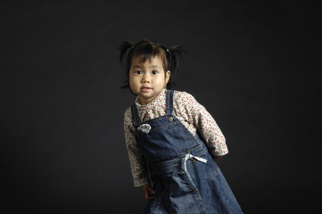 Portrait of a chinese girl on black background