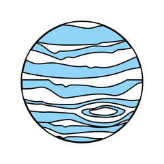 Flat line monocromatic planet over white background vector illustration