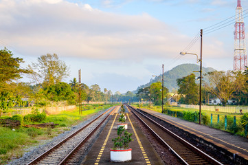 Obraz na płótnie Canvas Lamae Train Station in the morning, Thailand