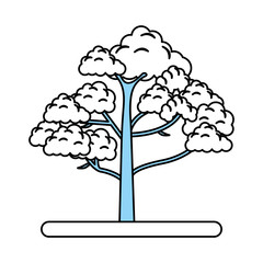 Flat line monocromatic tree over white background vector illustration