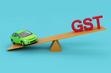 G S T Concept with Car model - 3D Rendered Image
