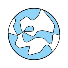Flat line monocromatic planet over white background vector illustration