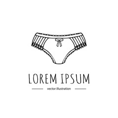 Hand drawn doodle Lingerie icon. Fashion feminine vector illustration. Sexy lacy woman underwear symbol collection. Cartoon sketch element: panties, string, bikini, undergarment, waistband, drawers