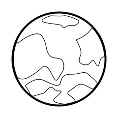 Flat line uncolored planet over white background vector illustration