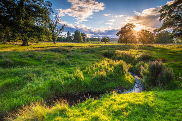 River Aln under Golden Light / The River Aln runs through Northumberland from Alnham to Alnmouth. Seen here meandering in farmland just after Alnham © drhfoto