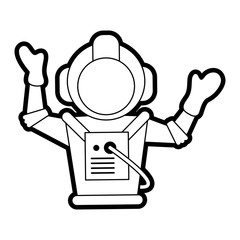 Flat line uncolored astronaut over white background vector illustration