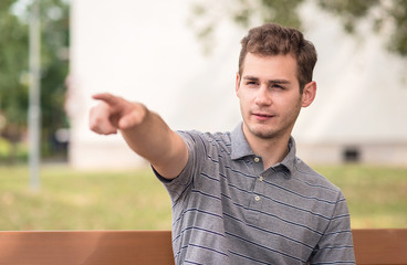 Man pointing with finger
