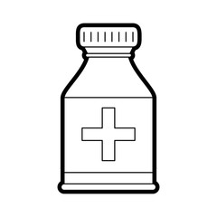 Flat line uncolored medication over white background vector illustration