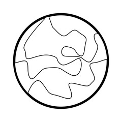 Flat line uncolored planet over white background vector illustration