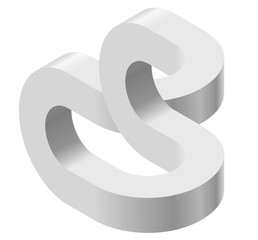 Spatial paradox, Esher's infinite staircase principle. Isometric arched shapes, isolated on white background. Abstract object, background. Three-dimensional round shapes, brain teaser. Low poly vector