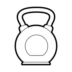 Flat line uncolored kettlebell over white background vector illustration
