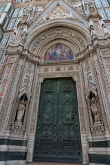 Details of the exterior of the Cattedrale di Santa Maria del Fiore ( "Cathedral of Saint Mary of the Flower") - the main church of Florence, Tuscany, Italy. 