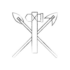 antique arrows and ax isolated icon vector illustration design