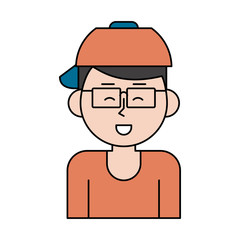 Obraz na płótnie Canvas happy man with glasses and hat cartoon icon image vector illustration design 