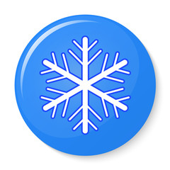 Button with snowflake emblem.