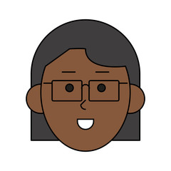 happy dark skin woman wearing glasses cartoon  icon image vector illustration design 