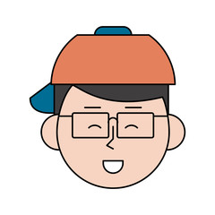 happy man with glasses and hat cartoon icon image vector illustration design 