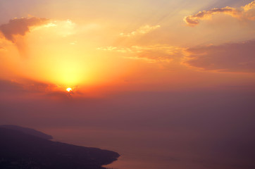 Background of sunrice im mountains in morning