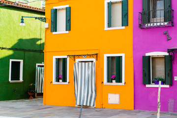 The famous colorful island of Burano in the lagoon of Venice