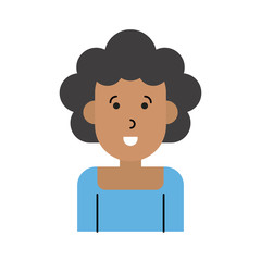 happy woman with big curly hair cartoon  icon image vector illustration design 