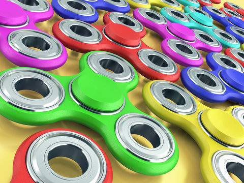 Hand Spiners 3d render on yellow background