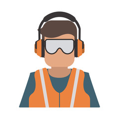 worker avatar with industrial safety icon image vector illustration design 