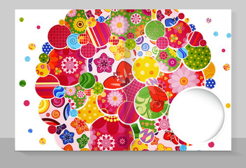 Template cover of a copybook with an trendy design: flowers pattern. Vector illustration.