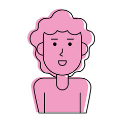 happy woman with big curly hair cartoon  icon image vector illustration design  pink color