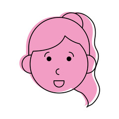 happy woman with ponytail cartoon  icon image vector illustration design  pink color
