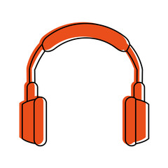 isolated headphones icon image vector illustration design  orange color