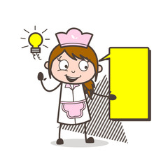 Cartoon Female Waitress Got an Idea Vector Concept