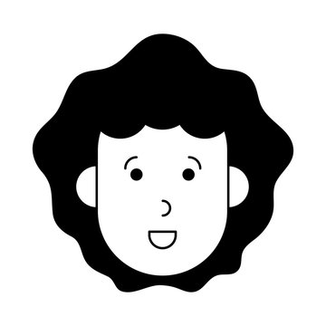 happy woman with big curly hair cartoon  icon image vector illustration design 