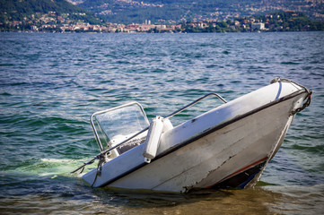 Sunken inflatable boat