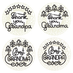 Fototapeta premium Grandma and grandpa handwritten lettering. Grandparents day set.