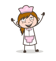 Cartoon Cheerful Waitress Expression Vector