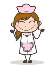 Cartoon Waitress Blushing Face Vector Illustration
