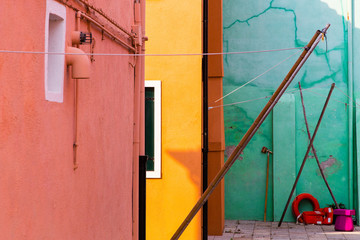 The famous colorful island of Burano in the lagoon of Venice