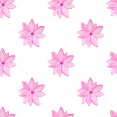 Fototapeta na wymiar Vector seamless pattern with beautiful watercolor pink flowers on white background