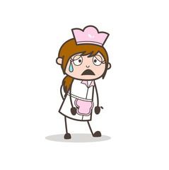 Cartoon Tired Waitress Face Vector Illustration