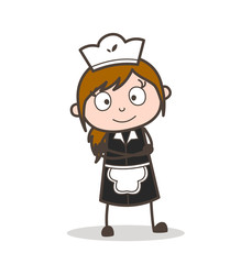 Cartoon Gentle Waitress Character Vector