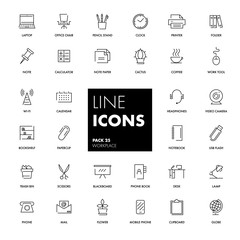Line icons set. Workplace
