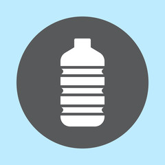 Plastic bottle flat icon, round button, Bottled water circular vector sign. Flat style design